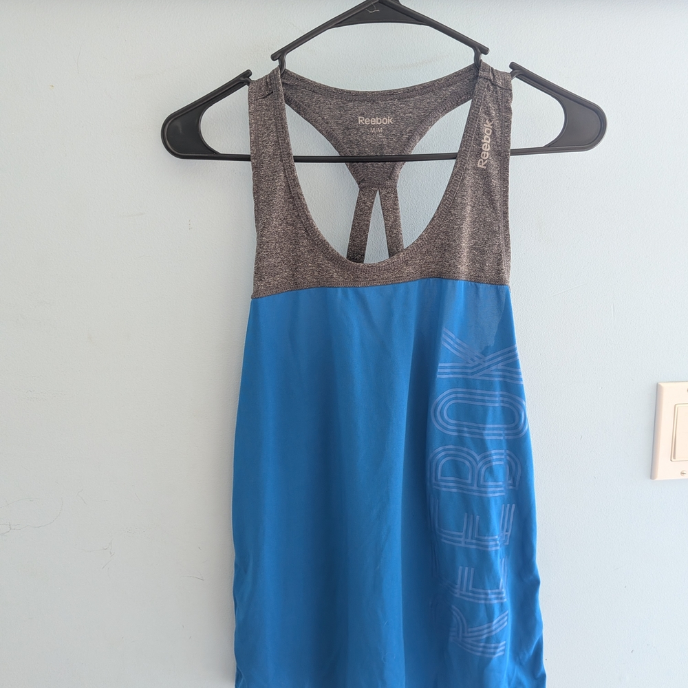Reebok Women's Blue and Black Tank Top